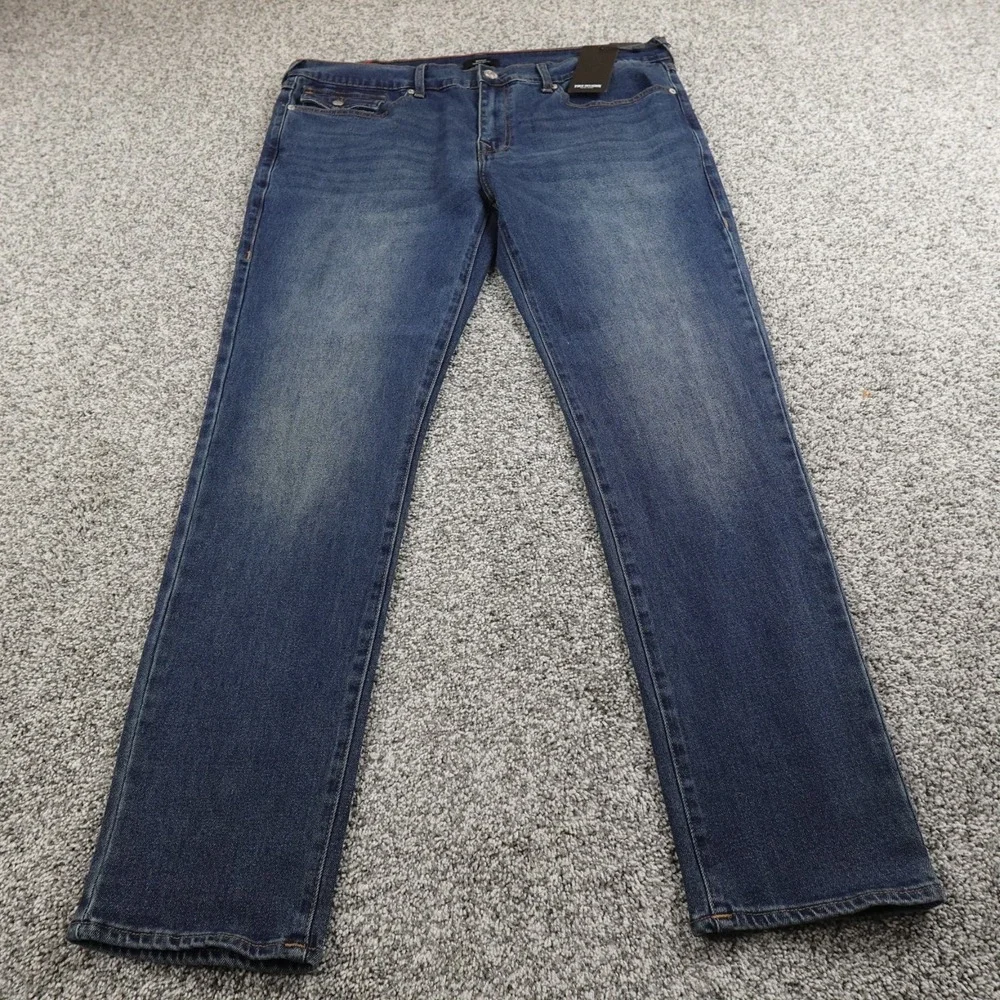 NEW True Religion Jeans‎ Mens 38X32 Blue Denim Rocco Relaxed Skinny Flap Pocket